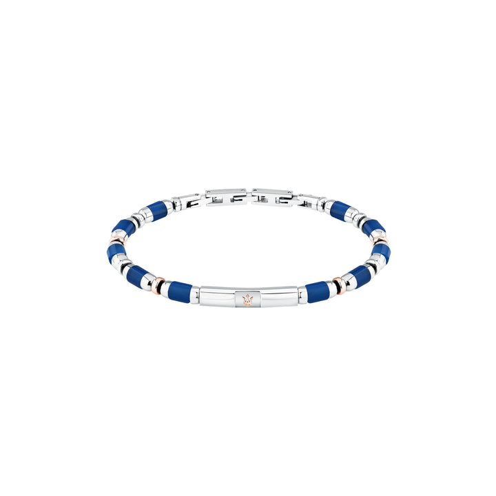 Maserati Iconic JM334AVD45 - Heren Armband - Roestvrijstaal & Sodaliet - Blauw Zilver - 22 cm
