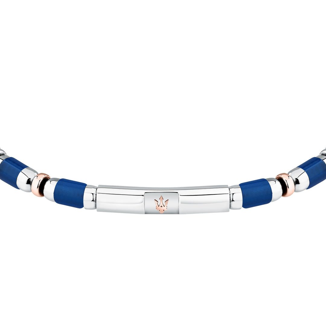 Maserati Iconic JM334AVD45 - Heren Armband - Roestvrijstaal & Sodaliet - Blauw Zilver - 22 cm