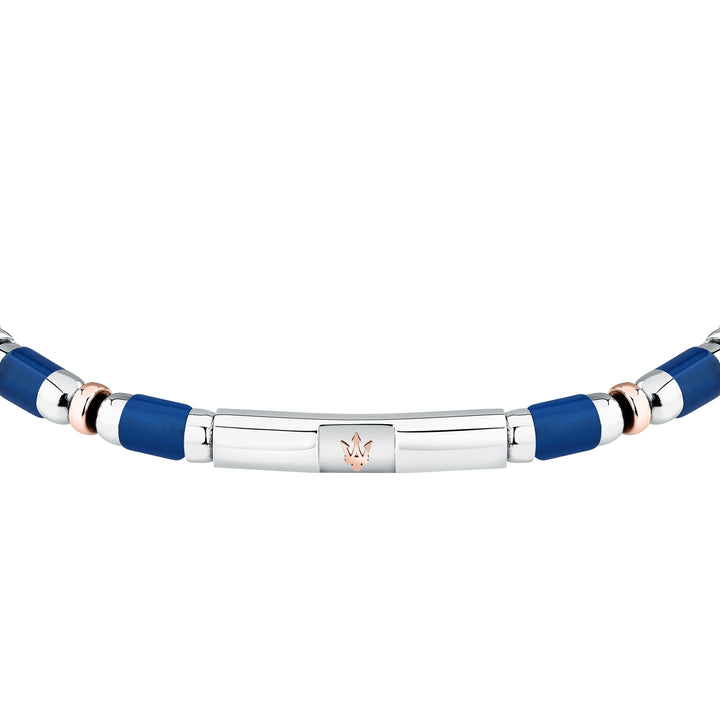 Maserati Iconic JM334AVD45 - Heren Armband - Roestvrijstaal & Sodaliet - Blauw Zilver - 22 cm
