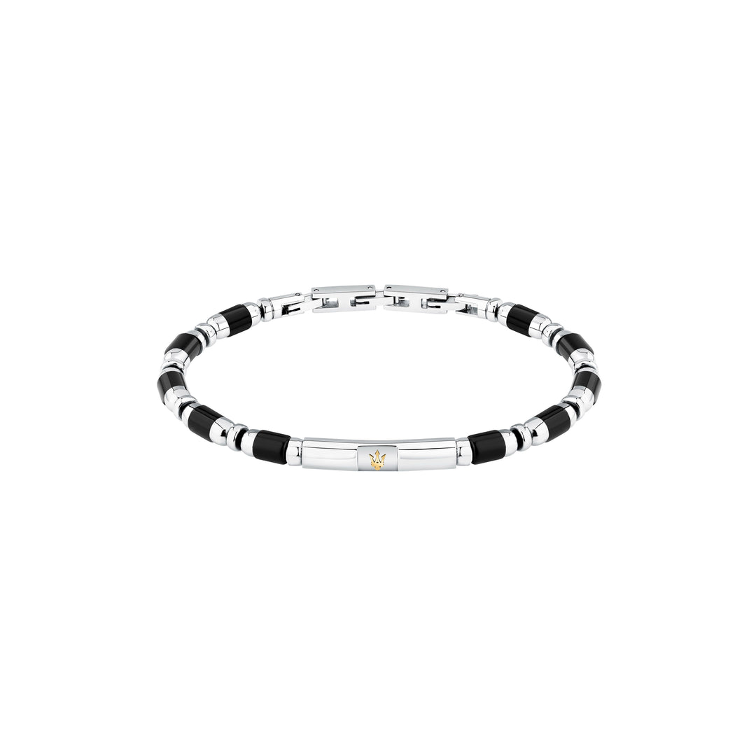 Iconic Bracelet JM334AVD46 - Heren Armband - Roestvrij staal - Zwart agaat - 19 + 3 cm
