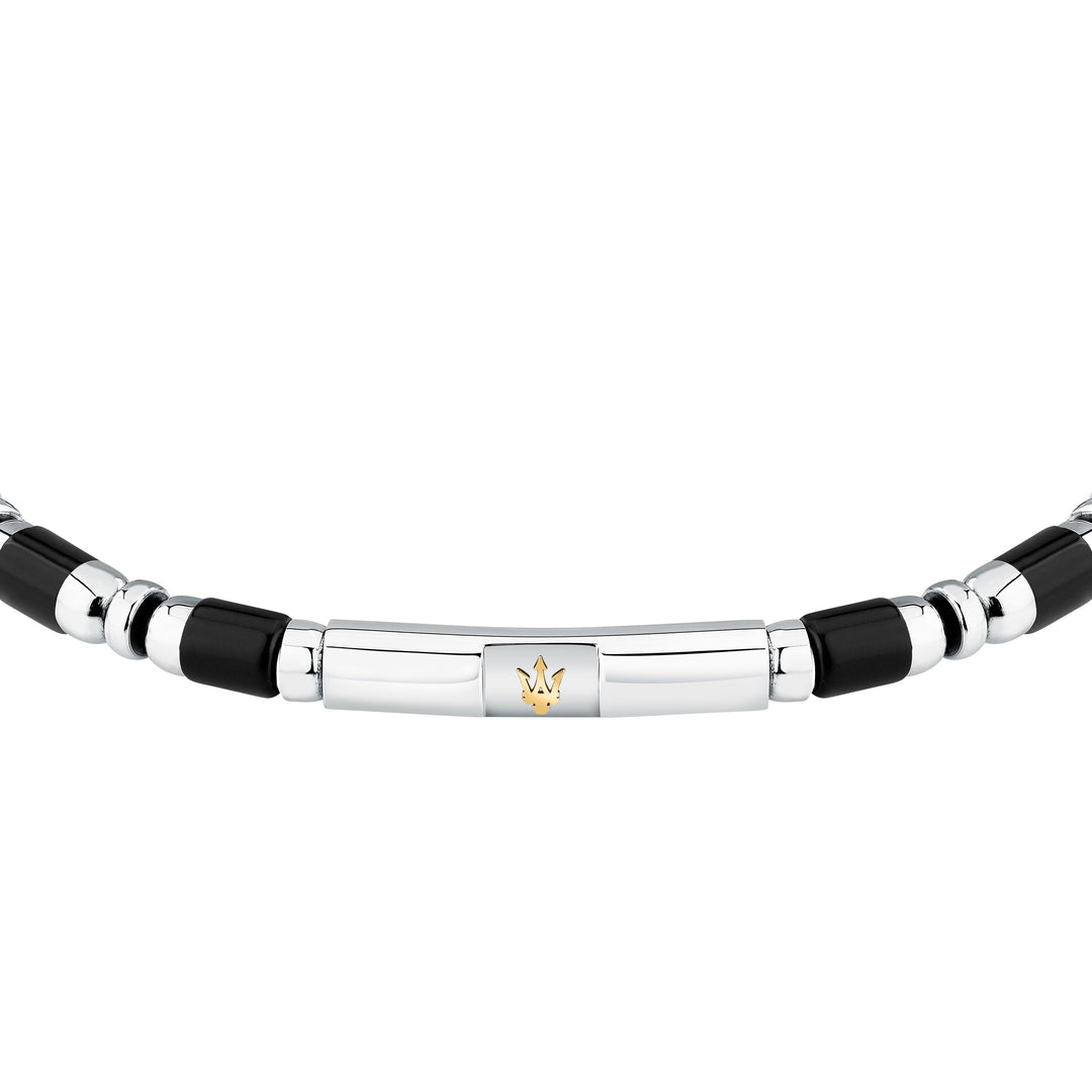 Iconic Bracelet JM334AVD46 - Heren Armband - Roestvrij staal - Zwart agaat - 19 + 3 cm
