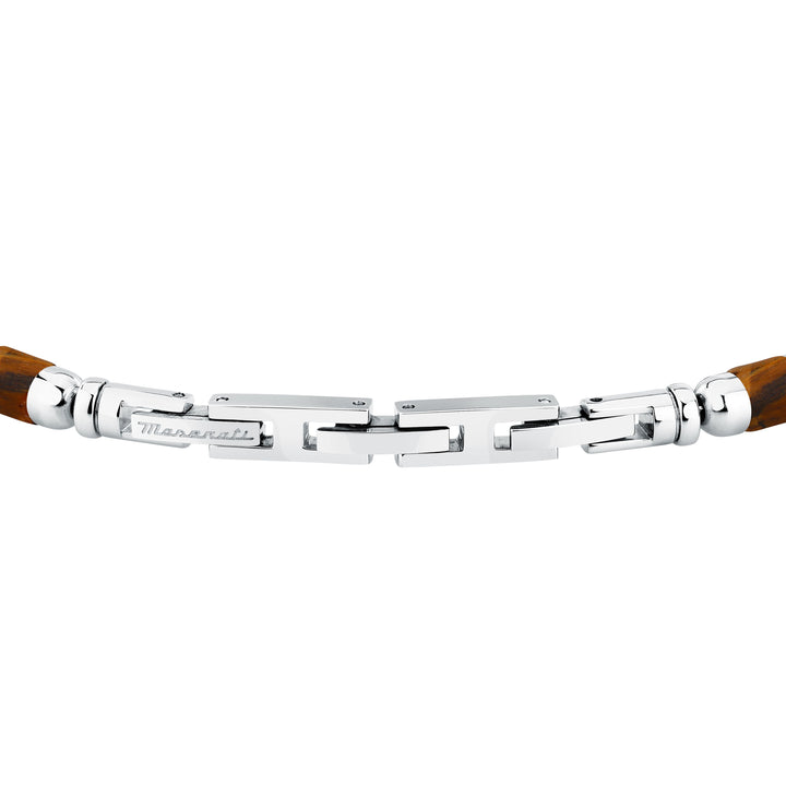Maserati Iconic JM334AVD47 - Heren Armband - Roestvrijstaal & Tijgeroog - Bruin Zilver - 22 cm
