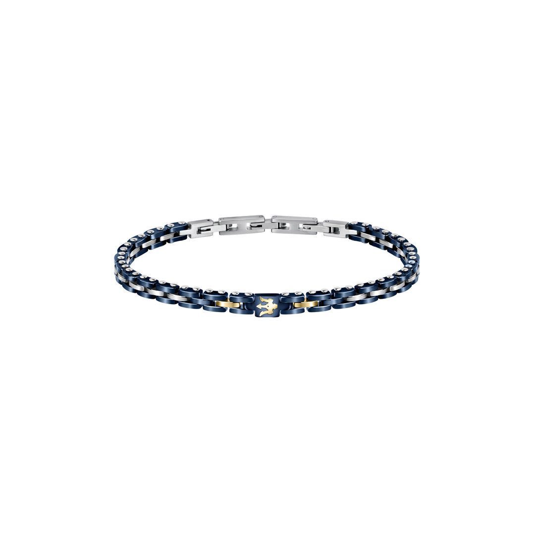 Ceramic Bracelet JM420ATI01 - Heren Armband - Keramiek - Blauw en Zilverkleurig - 22 cm