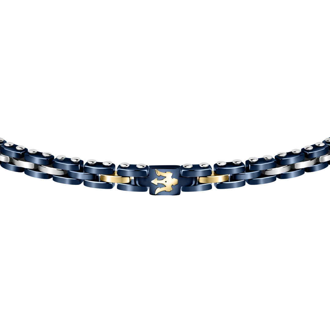 Ceramic Bracelet JM420ATI01 - Heren Armband - Keramiek - Blauw en Zilverkleurig - 22 cm