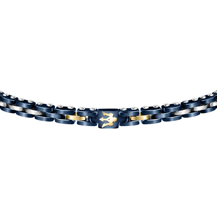 Ceramic Bracelet JM420ATI01 - Heren Armband - Keramiek - Blauw en Zilverkleurig - 22 cm