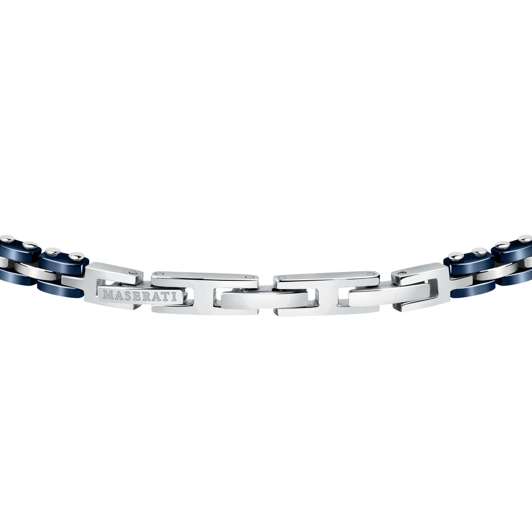 Ceramic Bracelet JM420ATI01 - Heren Armband - Keramiek - Blauw en Zilverkleurig - 22 cm