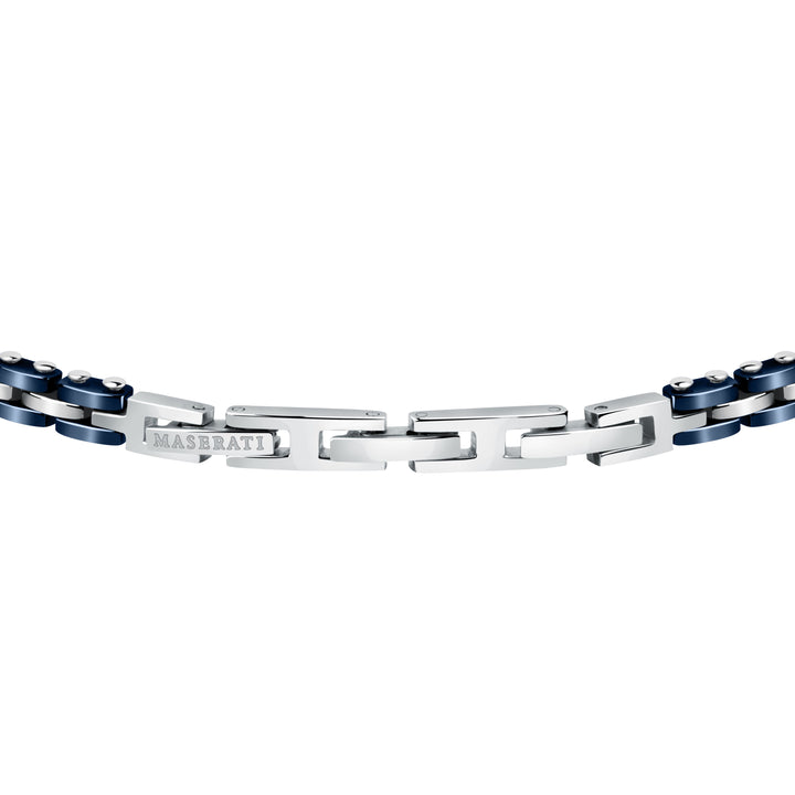 Ceramic Bracelet JM420ATI01 - Heren Armband - Keramiek - Blauw en Zilverkleurig - 22 cm