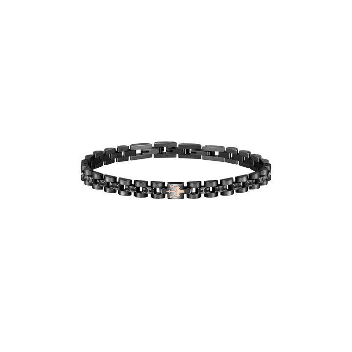 Maserati Iconic JM420ATJ01 - Heren Armband - Roestvrijstaal - Zwart Roségoud Crystal