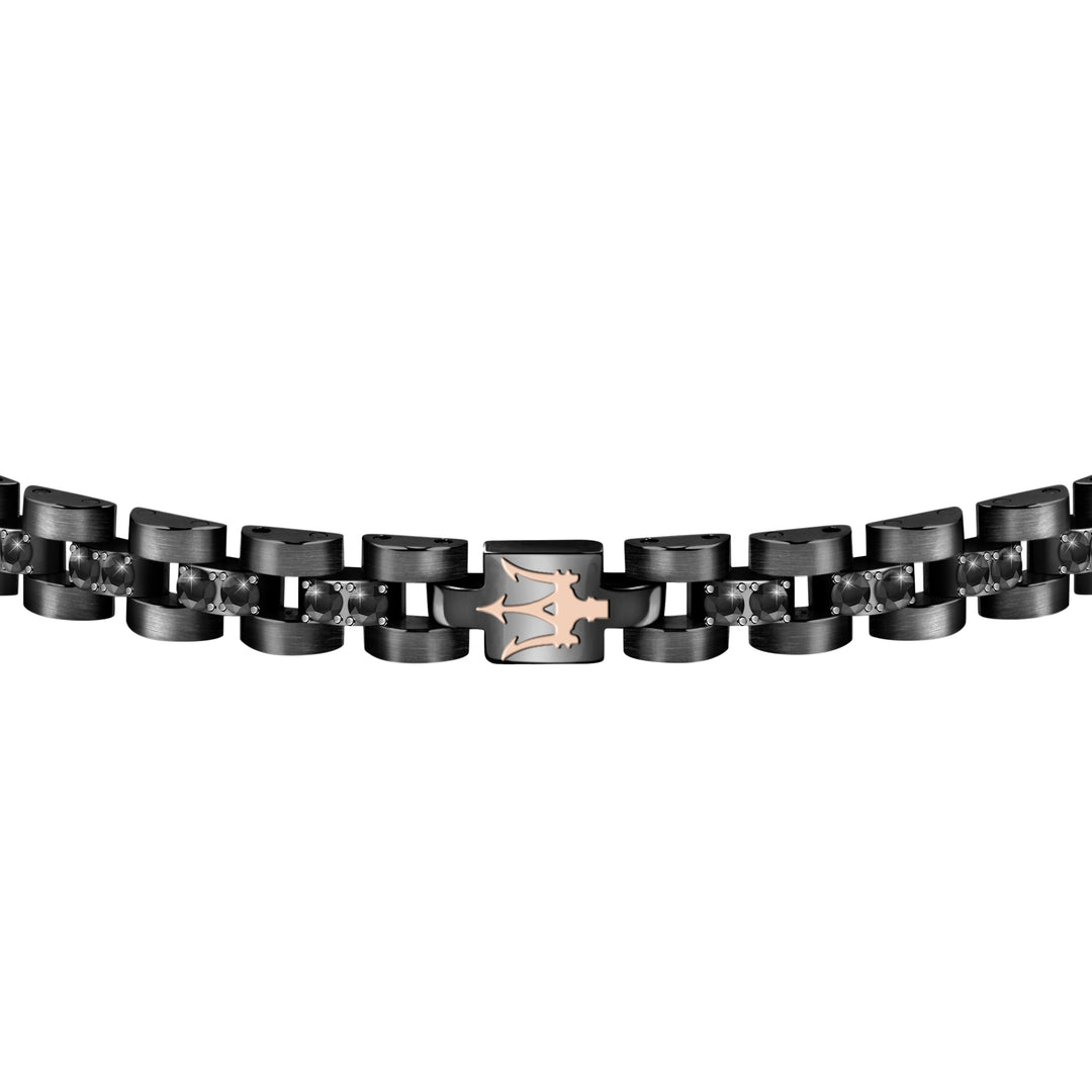 Maserati Iconic JM420ATJ01 - Heren Armband - Roestvrijstaal - Zwart Roségoud Crystal