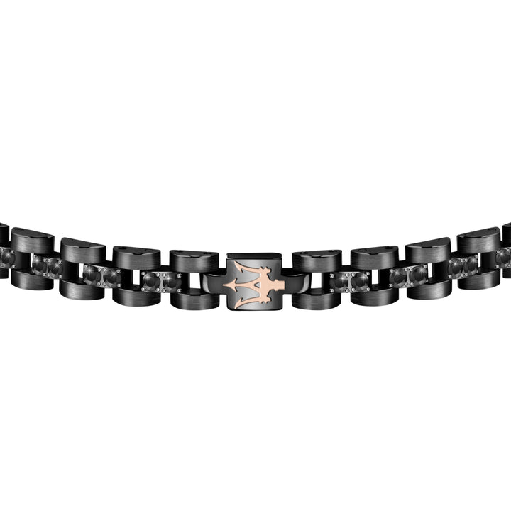 Maserati Iconic JM420ATJ01 - Heren Armband - Roestvrijstaal - Zwart Roségoud Crystal