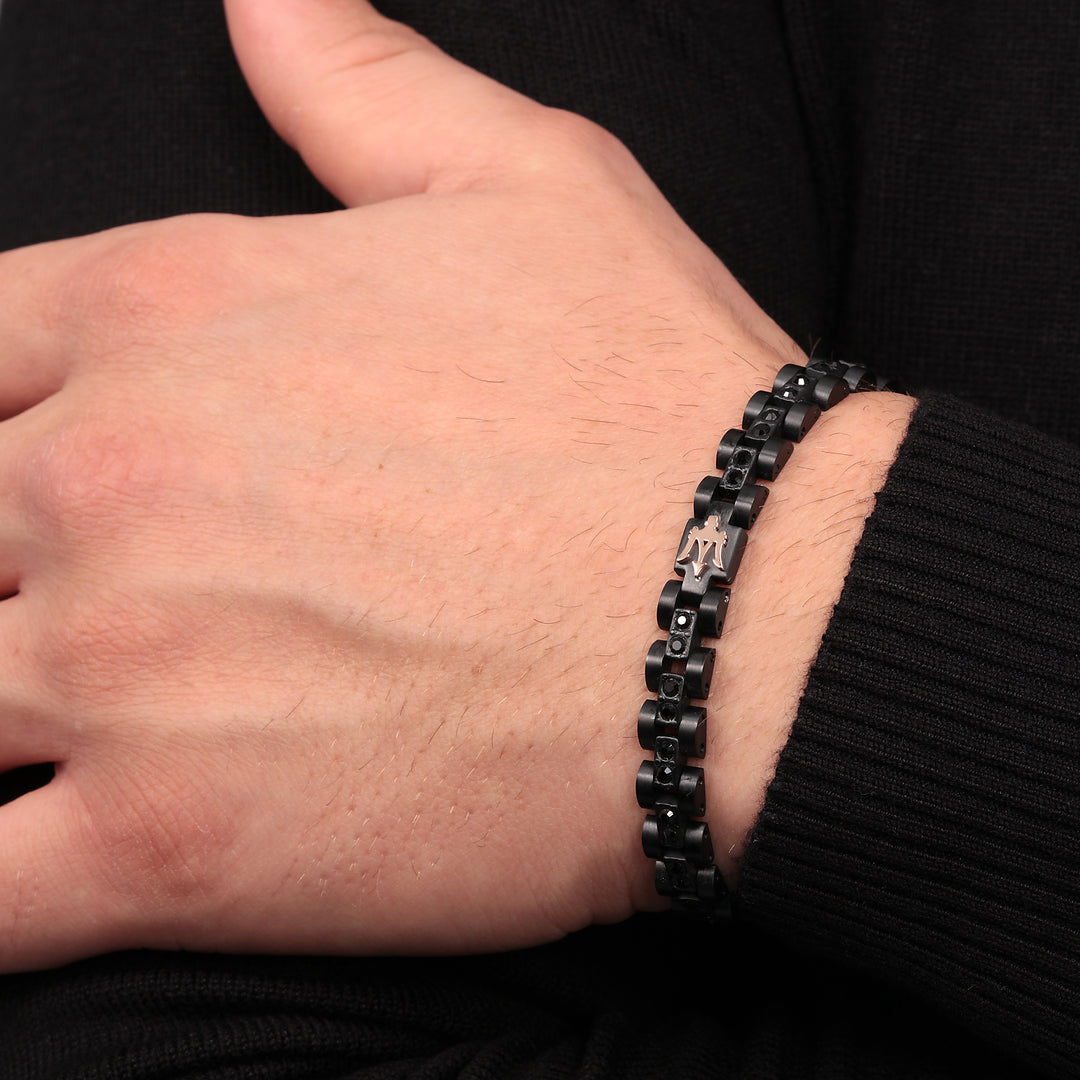 Maserati Iconic JM420ATJ01 - Heren Armband - Roestvrijstaal - Zwart Roségoud Crystal
