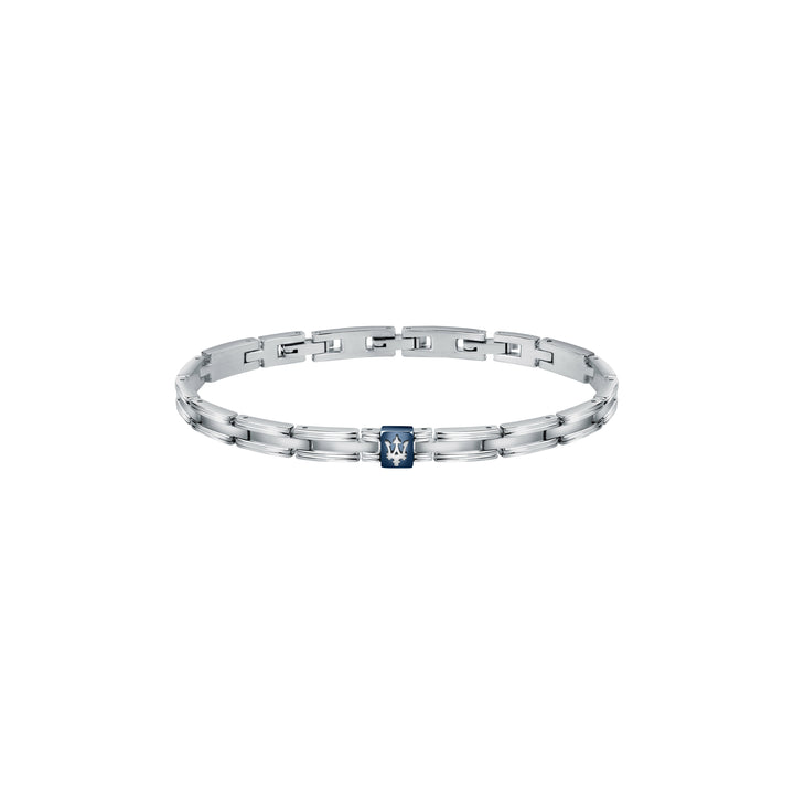 Maserati Iconic Chain JM420ATK03 Heren Armband - Zilverkleurig en Blauw