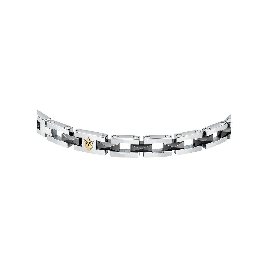 Maserati Iconic JM422ATZ16 - Heren Armband - Keramiek - Zwart Goudkleurig - 22 cm