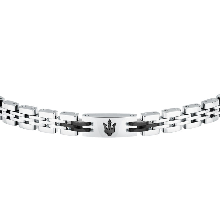 Maserati Iconic JM424AVD66 - Heren Armband - Roestvrijstaal - Zilverkleurig/Zwart - 18.5 cm