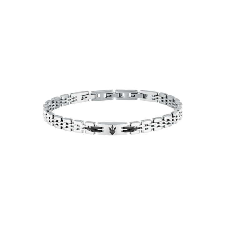 Maserati Iconic JM424AVD66 - Heren Armband - Roestvrijstaal - Zilverkleurig/Zwart - 18.5 cm