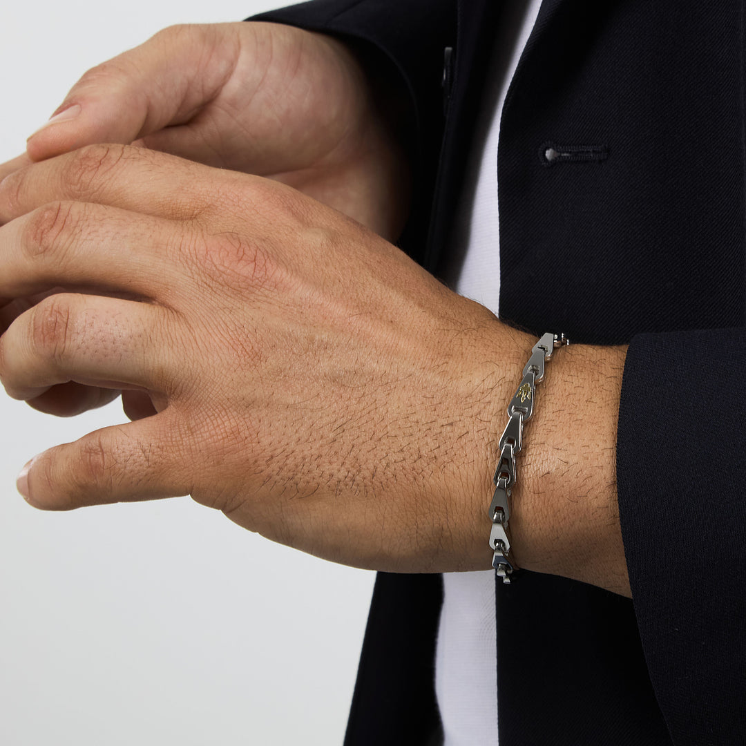 Maserati Iconic JM425AVD102 - Heren Armband - Roestvrij staal - Zilver Goudkleurig - 18.5 + 3 CM