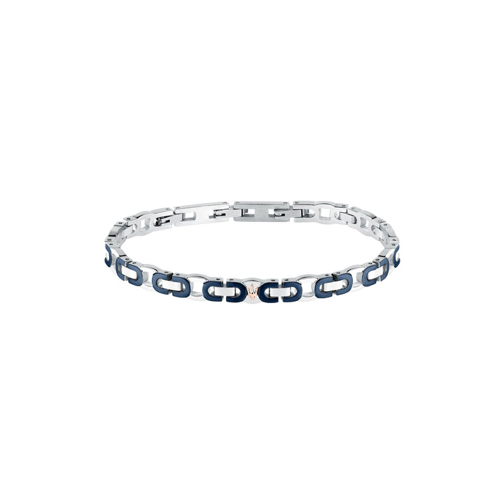 Maserati Iconic JM425AVD96 - Heren Armband - Roestvrijstaal - Blauw Zilver Roségoud - 18.5 cm