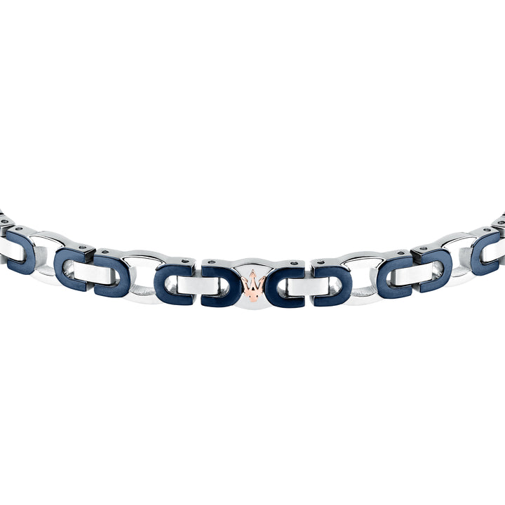 Maserati Iconic JM425AVD96 - Heren Armband - Roestvrijstaal - Blauw Zilver Roségoud - 18.5 cm