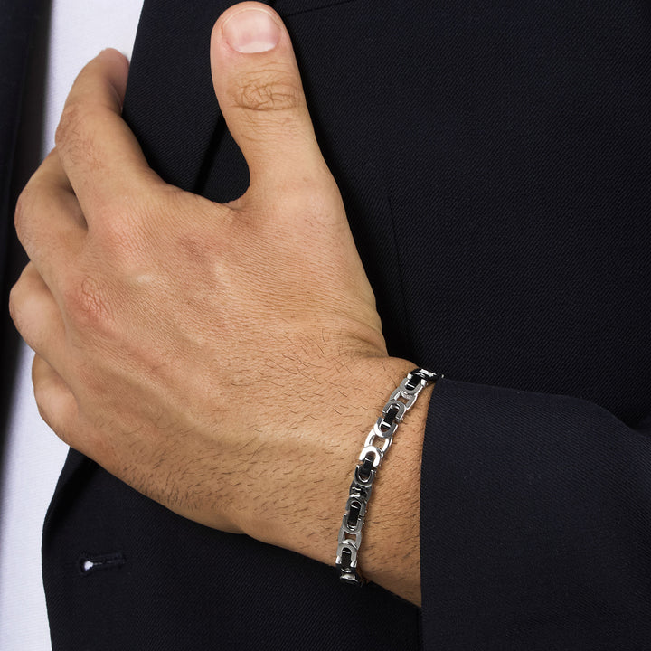 Maserati Iconic JM425AVD98 Heren Armband - Zilverkleurig en Zwart