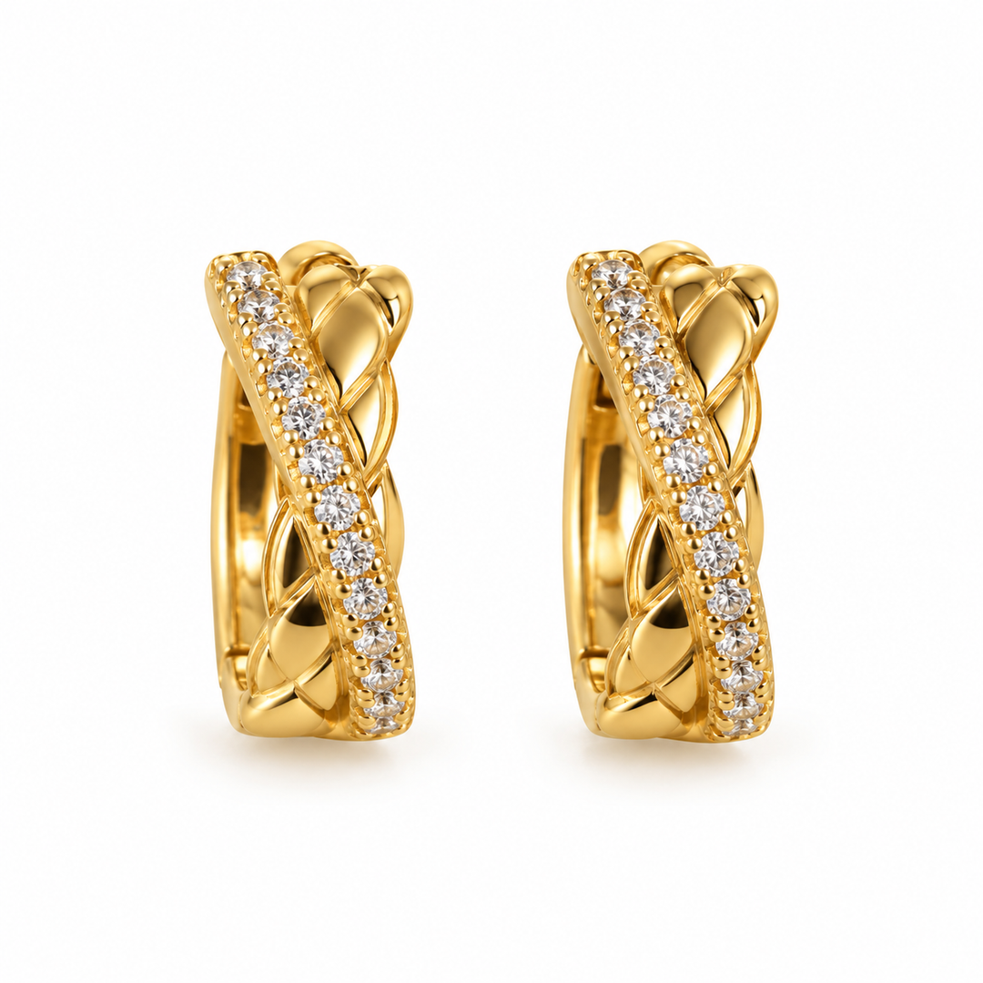 Cross Over Zirconia K07CO - Oorbellen - Cross Over Zirconia - Goud