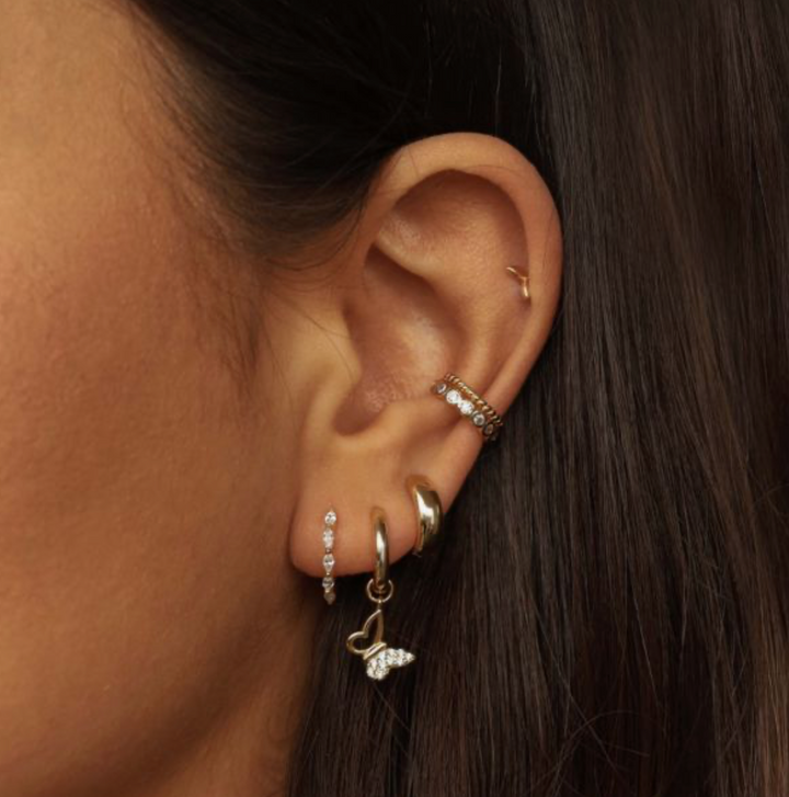 Karma Jewelry H622GP - Plain Hinged Hoops CHERRY - Oorbellen Dames - 925 Sterling Zilver - 14K Gouden Plating - Goud kleurig - 12 MM