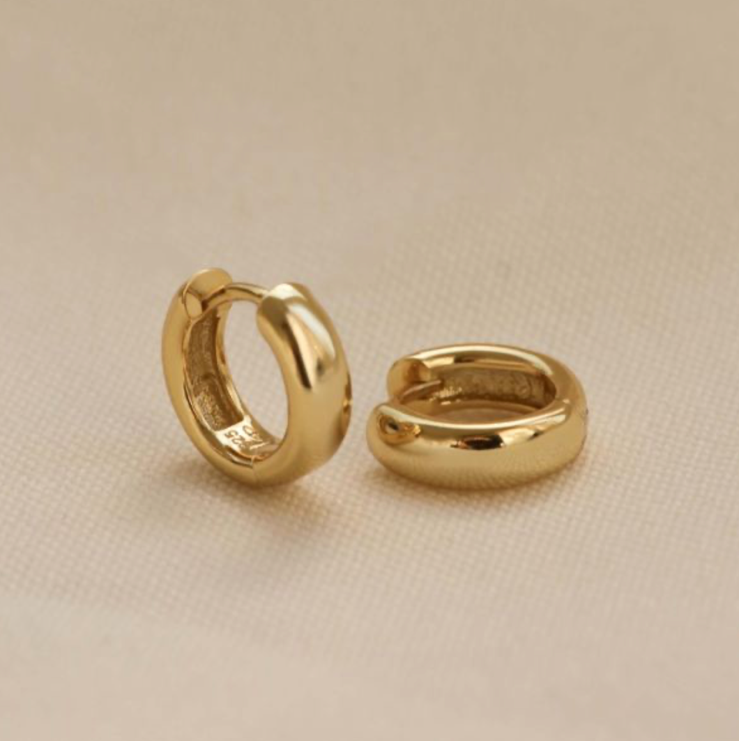 Karma Jewelry H622GP - Plain Hinged Hoops CHERRY - Oorbellen Dames - 925 Sterling Zilver - 14K Gouden Plating - Goud kleurig - 12 MM
