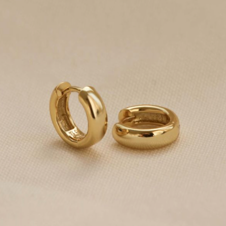 Karma Jewelry H622GP - Plain Hinged Hoops CHERRY - Oorbellen Dames - 925 Sterling Zilver - 14K Gouden Plating - Goud kleurig - 12 MM