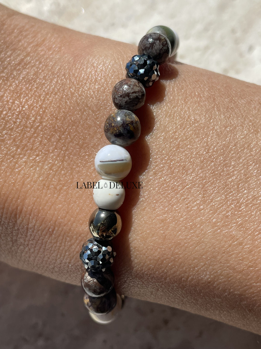 Karma Jewelry Kralenarmband 80173EL - Damesarmband - Spiral Alezia - Crystal Hematite Elastic - Grijs Zilver - XS - 18 CM
