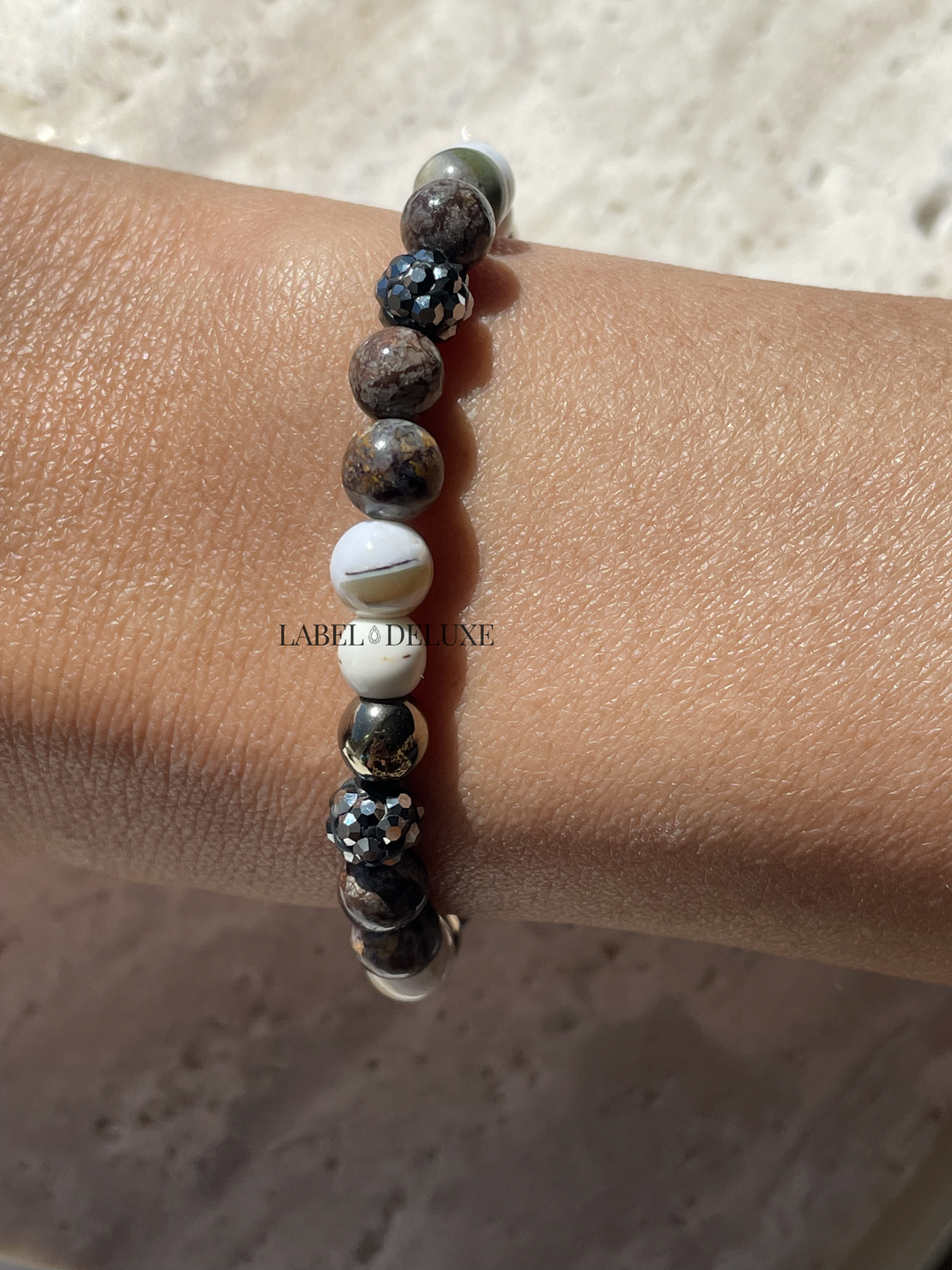 Karma Jewelry Kralenarmband 80173EL - Damesarmband - Spiral Alezia - Crystal Hematite Elastic - Grijs Zilver - XS - 18 CM