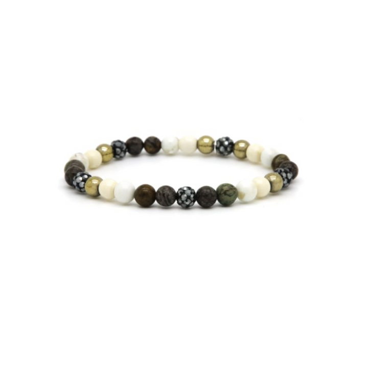 Karma Jewelry Kralenarmband 80173EL - Damesarmband - Spiral Alezia - Crystal Hematite Elastic - Grijs Zilver - XS - 18 CM