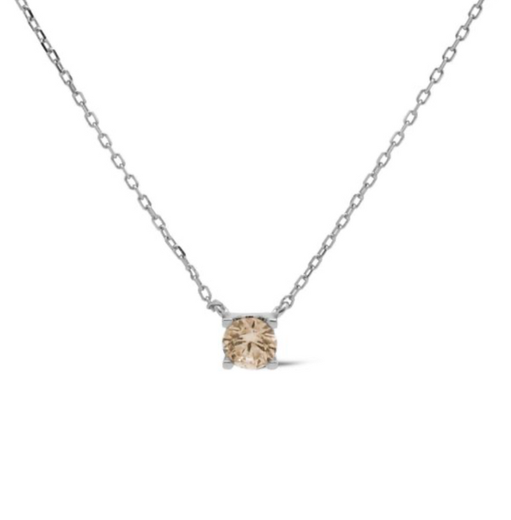 Karma Jewelry T309S-C - Dames Ketting - Tess - Sterling Zilver - Champagne Zirkonia - 38/45 CM