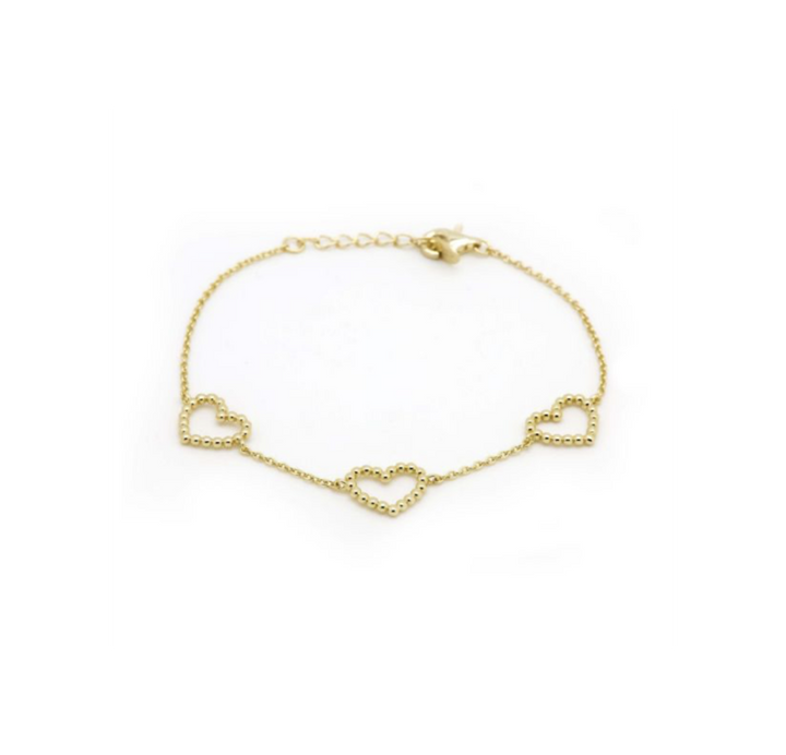 Karma Jewelry Armband 94151GP -  Damesarmband - Bracelet Open Heart - Sterling Zilver - 14K Gouden Plating - Goudkleurig - 16+3 CM
