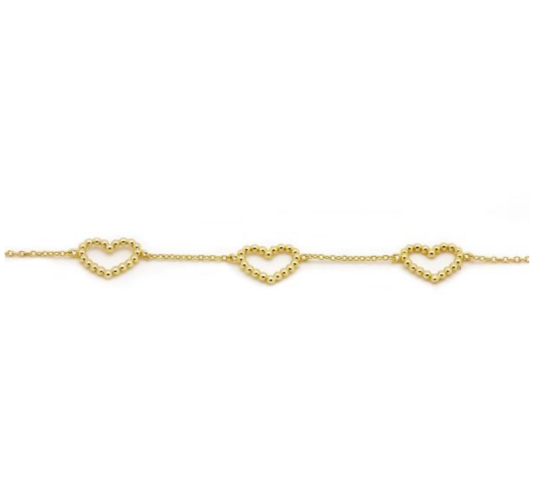 Karma Jewelry Armband 94151GP -  Damesarmband - Bracelet Open Heart - Sterling Zilver - 14K Gouden Plating - Goudkleurig - 16+3 CM