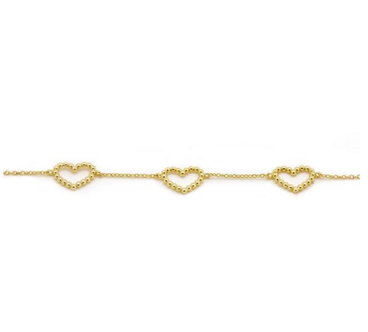 Karma Jewelry Armband 94151GP -  Damesarmband - Bracelet Open Heart - Sterling Zilver - 14K Gouden Plating - Goudkleurig - 16+3 CM