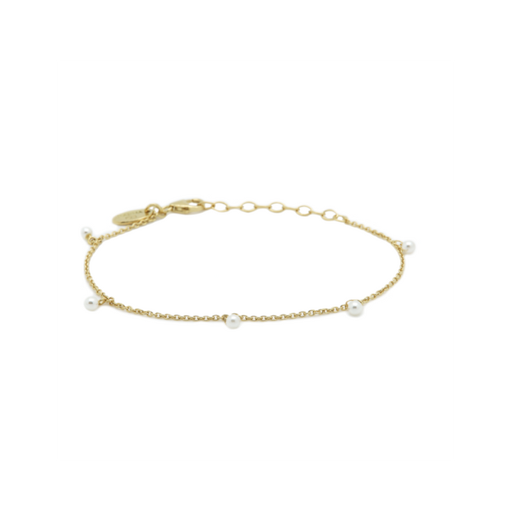 Karma Jewelry Bracelet 94132 - Damesarmband - Hanging Tiny Pearls - Sterling Zilveren - 14K Gouden Plating - Goud kleurig - 16+3 CM