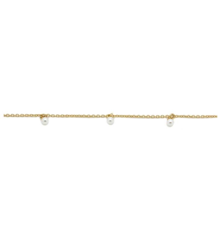 Karma Jewelry Bracelet 94132 - Damesarmband - Hanging Tiny Pearls - Sterling Zilveren - 14K Gouden Plating - Goud kleurig - 16+3 CM