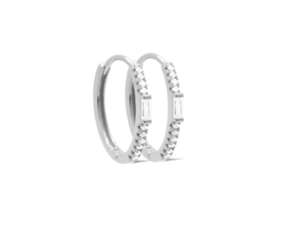 Karma Jewelry earrings H493S - Dames Oorbellen - Hoops Nois Baguette - Zilver - 16 MM