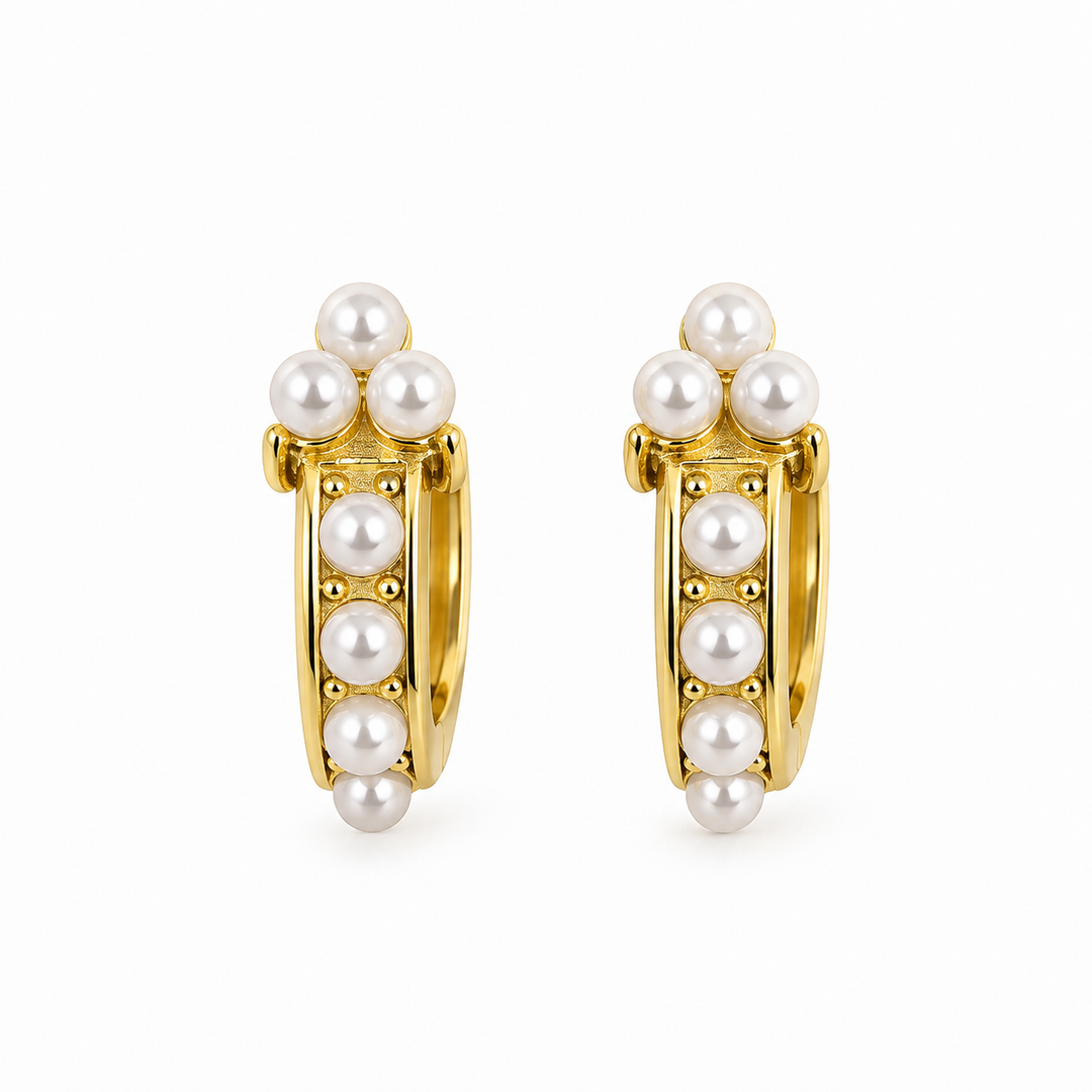 Label Deluxe Collection earrings LDLGO200425PAW - Parel Oorbellen - Goud - 1,65 cm