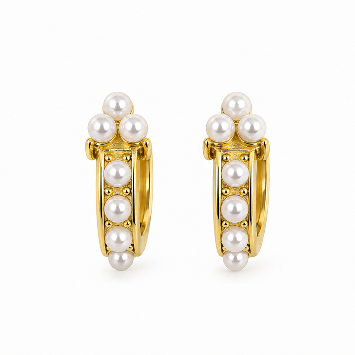 Label Deluxe Collection earrings LDLGO200425PAW - Parel Oorbellen - Goud - 1,65 cm