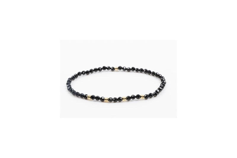 Label Deluxe armband LDLGO30EL18SPIB - Bracelet Black Spinel Goud - 18 CM