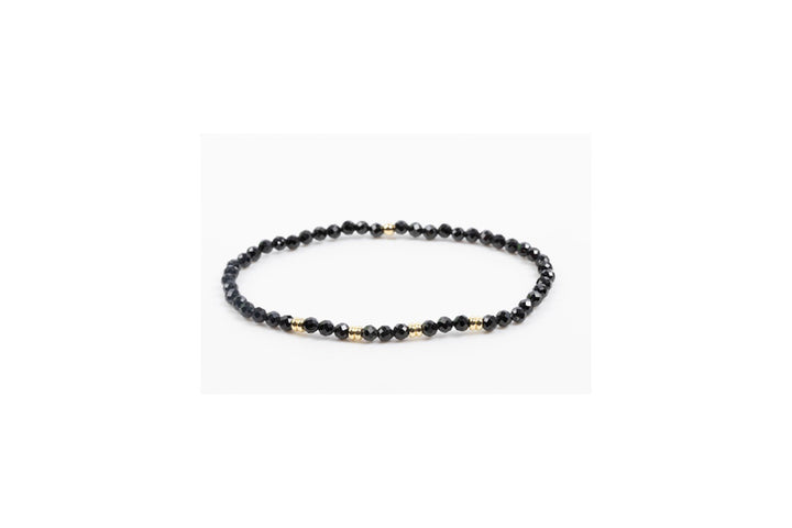 Label Deluxe armband LDLGO30EL18SPIB - Bracelet Black Spinel Goud - 18 CM