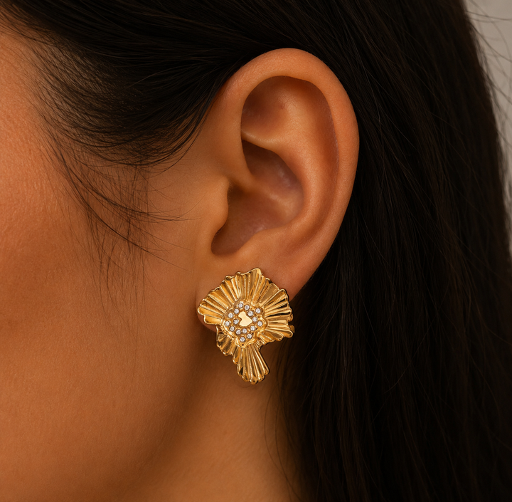 Label Deluxe Bijoux earrings LDLGOFantasystones01 - Dames Oorbellen - Fantasy Stones - Goud met Zirkonia - 2,5 x 2 CM