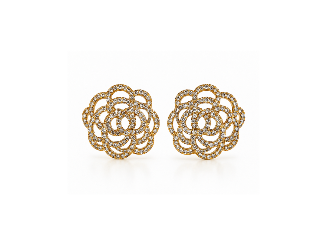 Label Deluxe oorbellen LDLfantyGO - Fantasy Flower - Zirkonia - Goud - 2 cm