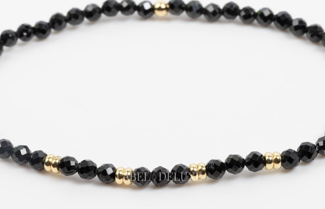 Label Deluxe armband LDLGO30EL18SPIB - Bracelet Black Spinel Goud - 18 CM