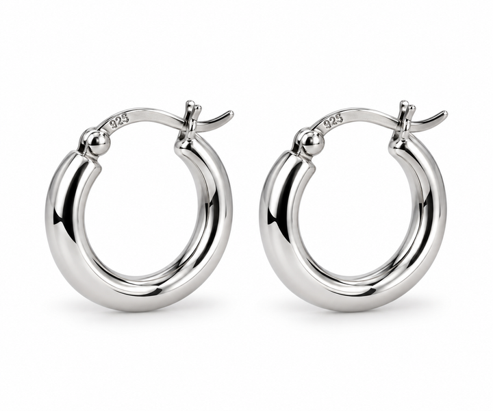 Karma Jewelry oorbellen M3093S - Plain Hoops Round Tube - Zilver - 2 cm