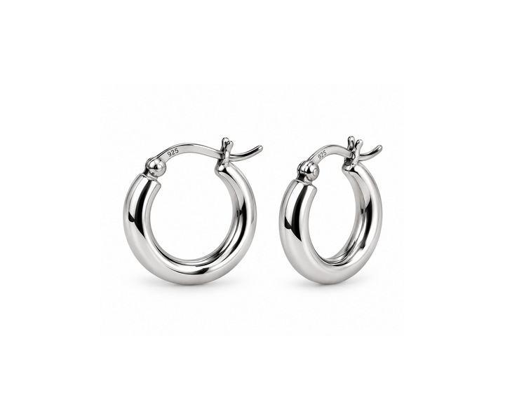 Karma Jewelry oorbellen M3093S - Plain Hoops Round Tube - Zilver - 2 cm
