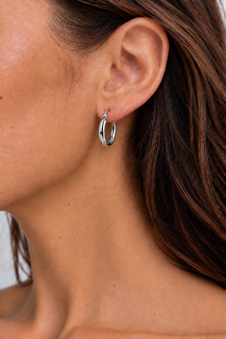Karma Jewelry oorbellen M3093S - Plain Hoops Round Tube - Zilver - 2 cm