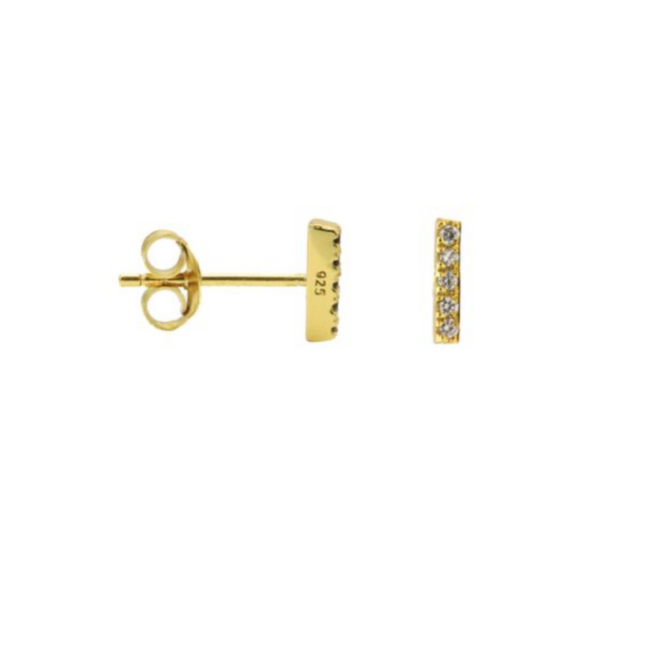 Karma Jewelry earrings M3137GP - Dames Oorbellen - Symbols Zirconia Tube 2 - Goud - 6 MM