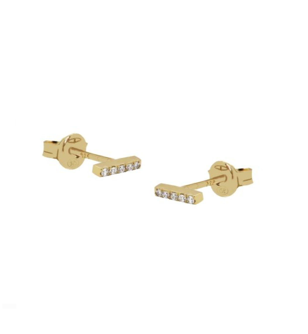 Karma Jewelry earrings M3137GP - Dames Oorbellen - Symbols Zirconia Tube 2 - Goud - 6 MM