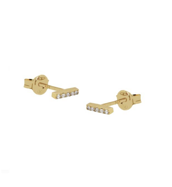 Karma Jewelry earrings M3137GP - Dames Oorbellen - Symbols Zirconia Tube 2 - Goud - 6 MM